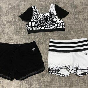 Rebel Cheer Black & White Crackle Set - SIZE YL 🖤🤍
